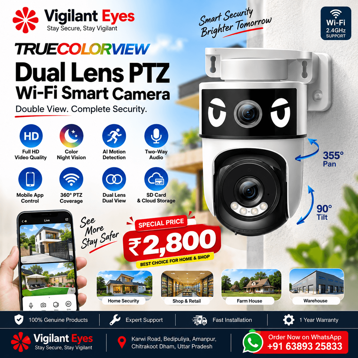 Dual Lens PTZ WiFi Smart Camera